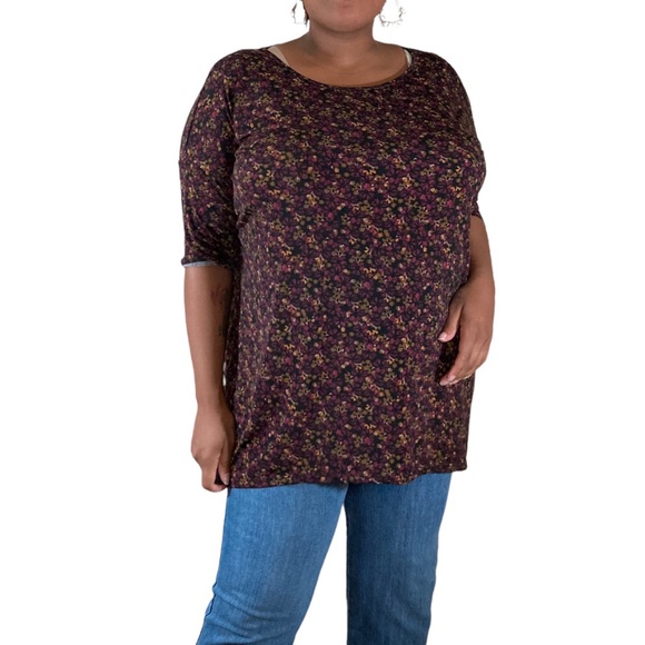 Dark Floral Violet and Black Tunic - Picture 2 of 4